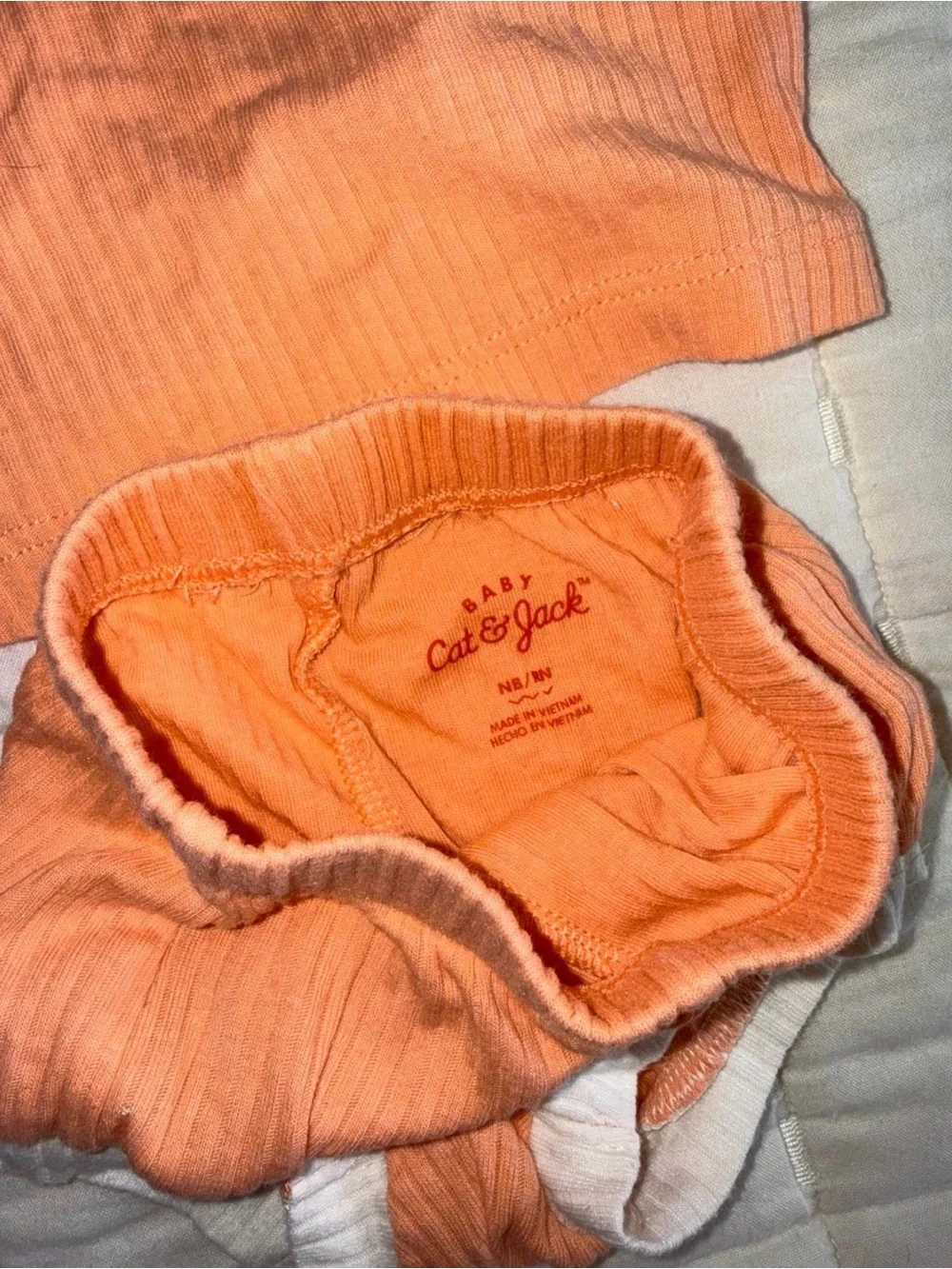 Baby Cat & Jack Ribbed 2 Piece Peach Outfit Set Newborn NB